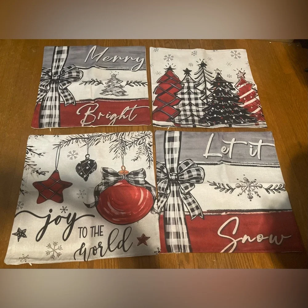 Pillow Covers Winter Christmas Themed Set of 4 18